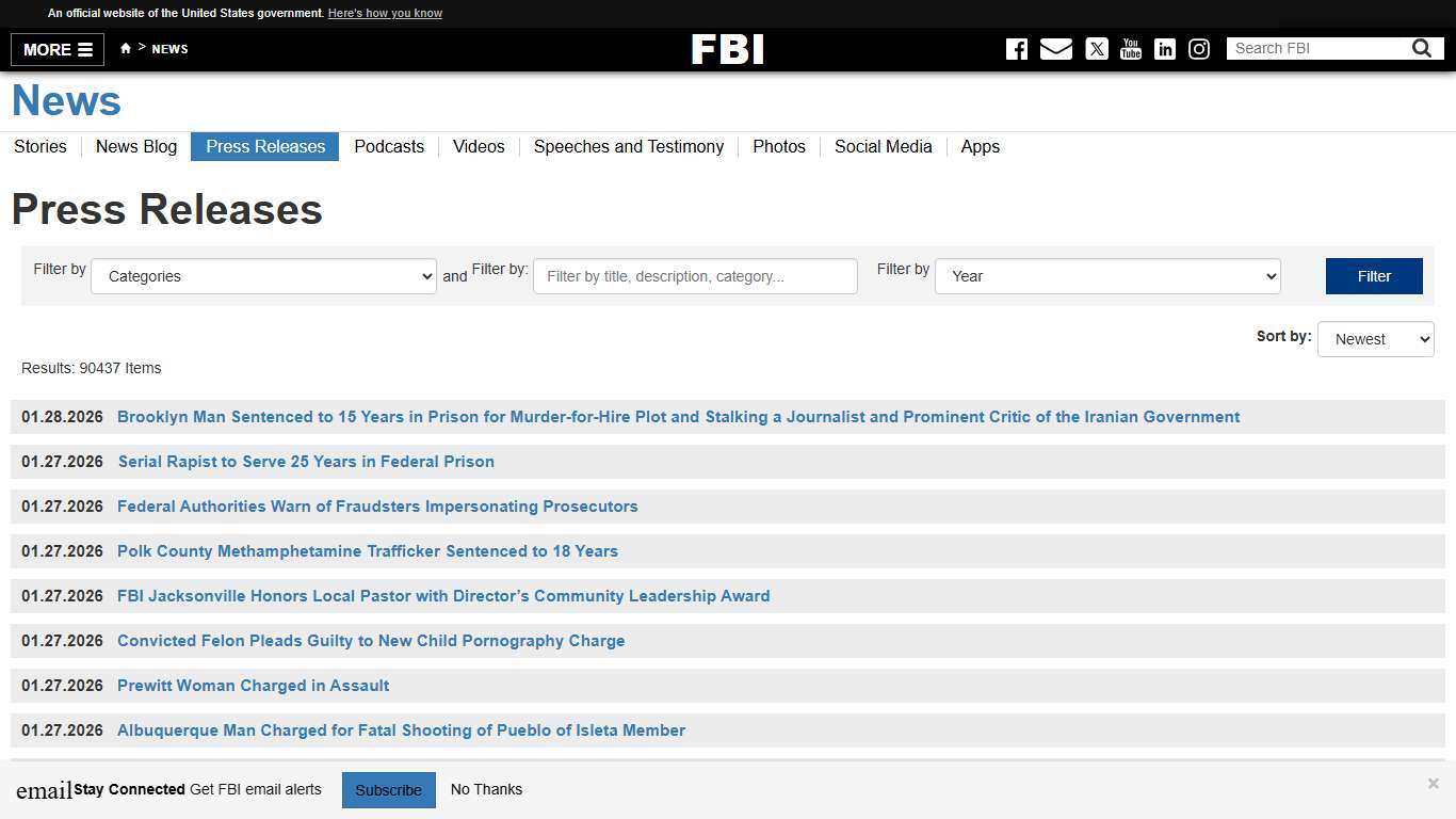 Press Releases — FBI