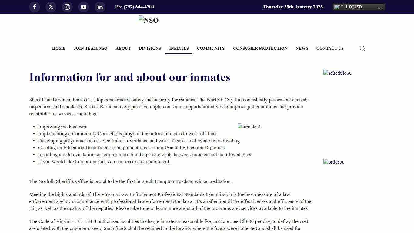 Information for and about our inmates
